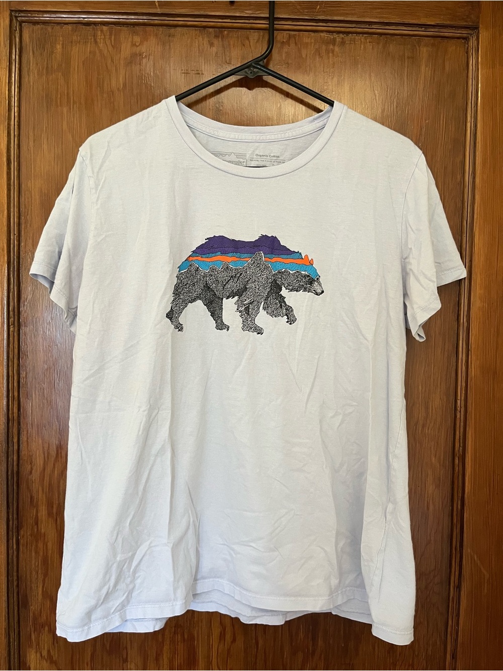 Patagonia Light Blue Graphic Bear Tee - 100% organic cotton